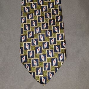 Green & Navy Blue Patterned Tie - NEW